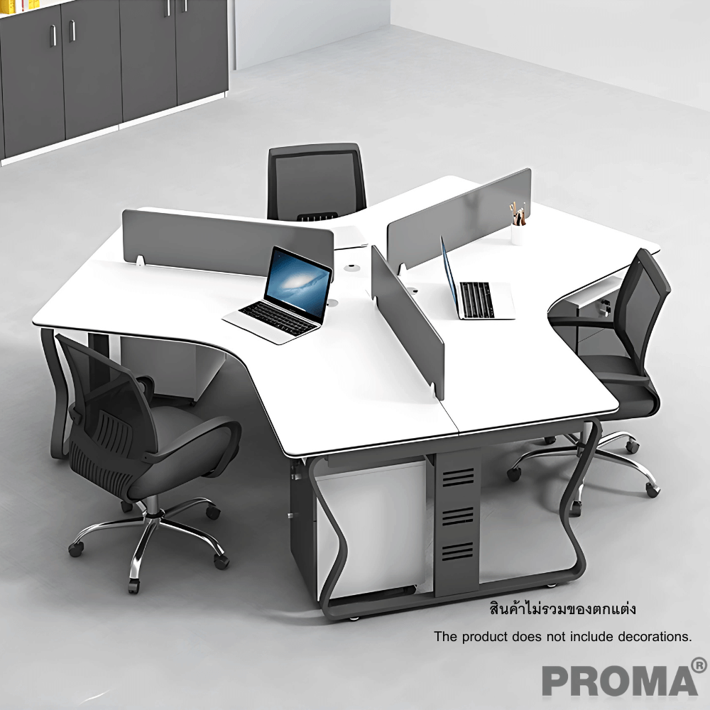 [Pre-order] โต๊ะทำงาน Proma-POD-05 สีขาว/ดำ แบบ 3 ที่นั่ง (ไม่มีตู้เอกสาร)_9